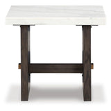 Contemporary Marble Rectangular End Table, White / Dark Brown Finish, for Living Room – alternate view 3