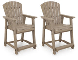 Set of 2 Medium Brown Wood Outdoor Counter Height Bar Stools with Arms, Pub – product view