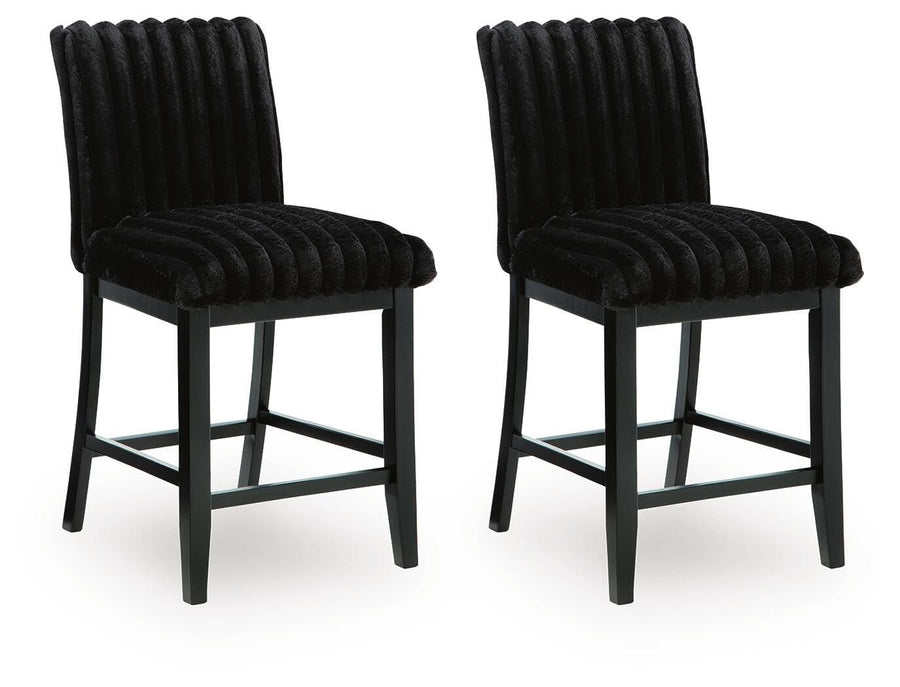 GTU Furniture Set of 2 Black Wood Counter Height Bar Stools, Corduroy Upholstered, Modern