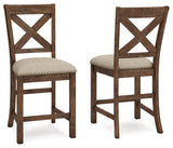 Set of 2 Beige Polyester Counter Height Bar Stools with Nailhead Trim, Pub – alternate view 5