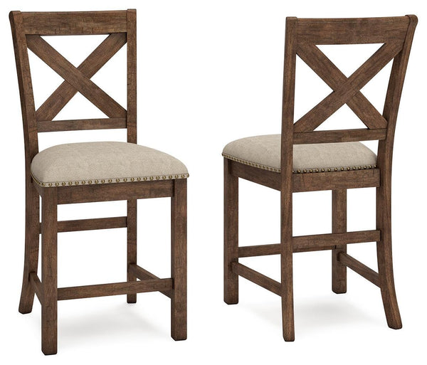 Set of 2 Beige Polyester Counter Height Bar Stools with Nailhead Trim, Pub – alternate view 5