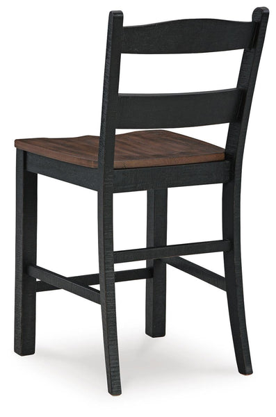 GTU Furniture Set of 2 Black/Brown Wood Adjustable Height Bar Stools, Two-Tone, Home Bar