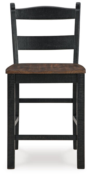 GTU Furniture Set of 2 Black/Brown Wood Adjustable Height Bar Stools, Two-Tone, Home Bar