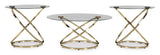 Contemporary Glass Square 3-Piece Coffee Table Set, Cocktail Table with 2 Matching End Tables, Champagne – alternate view 4