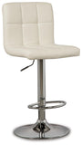 Set of 2 Bone Faux Leather Adjustable Height Swivel Bar Stools, Tufted, Pub – alternate view 2