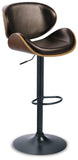 Brown Faux Leather Adjustable Height Swivel Bar Stool with Footrest, Dining – product view