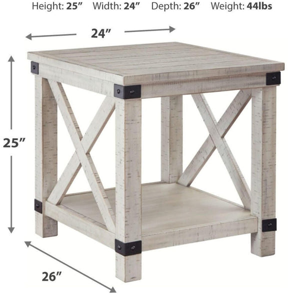 Everyday Acacia Rectangular End Table, with Open Shelf, Whitewash Finish, for Living Room – alternate view 5