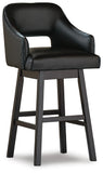 Set of 2 Black / Dark Brown Faux Leather Bar Height Swivel Bar Stools, Dining – alternate view 2