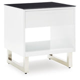 Modern Glass Rectangular End Table, with Storage Drawer, White / Black Finish, for Living Room – alternate view 5