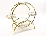 Brass Metal 2-Circle Outdoor Indoor Plant Stand Garden Decor Flower Pot Shelves — Gold
