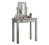 GTU Furniture Transitional Vanity Set with Mirror Stool — Silver