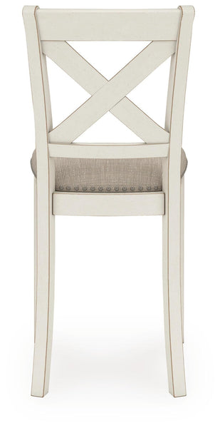 GTU Furniture Set of 2 Antique White Polyester Counter Height Bar Stools with X-Back, Pub