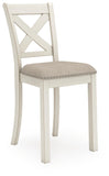 Set of 2 Antique White Polyester Counter Height Bar Stools with X-Back, Pub – alternate view 2