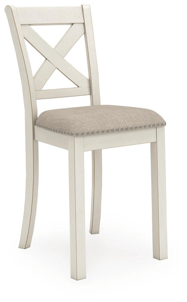 GTU Furniture Set of 2 Antique White Polyester Counter Height Bar Stools with X-Back, Pub