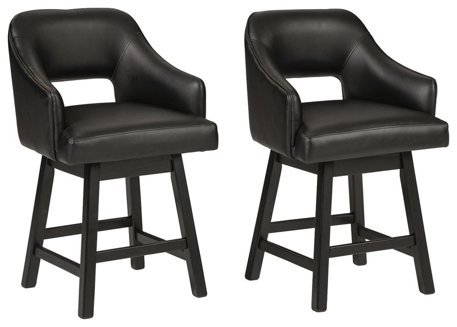 GTU Furniture Set of 2 Swivel Bar Stools, Color Collection, Counter Height for Home Bar – Black/Dark Brown