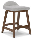 GTU Furniture Set of 2 Mid-Century Counter Height Bar Stools, Cushioned, Color Collection — Light Gray/Brown