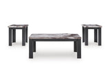 Contemporary MDF Rectangular 3-Piece Coffee Table Set, Cocktail Table with 2 Matching End Tables, Dark – alternate view 5