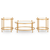 Casual Glass Square 3-Piece Coffee Table Set, Cocktail Table with 2 Matching End Tables, Gold Finish – alternate view 4