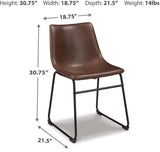 GTU Furniture Set of 2 Centiar Industrial Modern Dining Chair Kitchen Side Chair Solid Frame Dark Brown