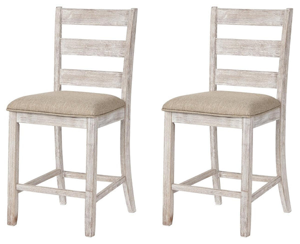 Set of 2 White / Light Brown Polyester Counter Height Bar Stools for Home Bar – alternate view 4