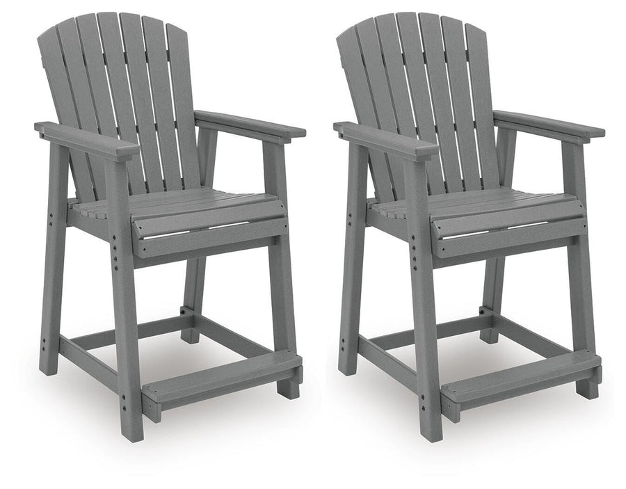GTU Furniture Set of 2 Dark Gray Wood Outdoor Counter Height Bar Stools with Arms, Patio