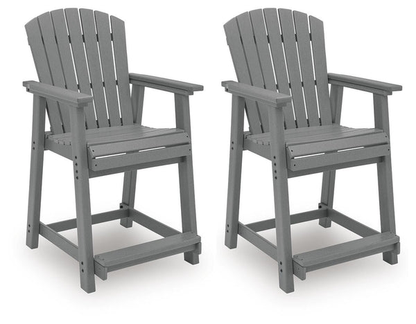 GTU Furniture Set of 2 Dark Gray Wood Outdoor Counter Height Bar Stools with Arms, Patio