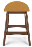 GTU Furniture Set of 2 Mid-Century Counter Height Bar Stools, Cushioned, Color Collection — Mustard/Brown