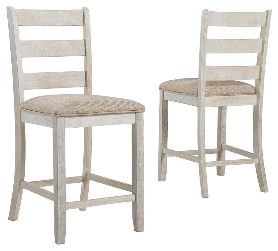 GTU Furniture Set of 2 White / Light Brown Polyester Counter Height Bar Stools for Home Bar