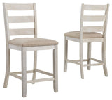 Set of 2 White / Light Brown Polyester Counter Height Bar Stools for Home Bar – product view