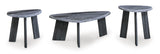 Contemporary MDF Rectangular 3-Piece Coffee Table Set, Cocktail Table with 2 Matching End Tables, Gray Finish – product view