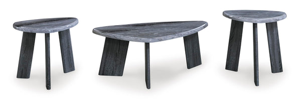 Contemporary MDF Rectangular 3-Piece Coffee Table Set, Cocktail Table with 2 Matching End Tables, Gray Finish – product view