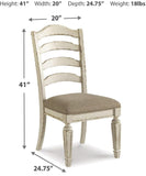 GTU Furniture Set of 2 Realyn French Country Cottage Dining Chair Kitchen Side Chair Solid Frame Chipped White