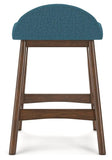 GTU Furniture Set of 2 Mid-Century Counter Height Bar Stools, Cushioned, Color Collection — Blue/Brown