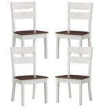 Set of 4 Wood Armless Kitchen Dining White Ladder Back Chairs Solid Wood Modern Style with Grey – Brown Seat alternate view 6