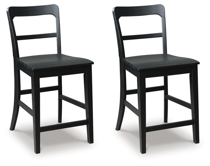 Set of 2 Farmhouse Wood Adjustable Height Bar Stools, Color Collection – Black product view