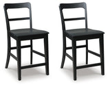 Set of 2 Farmhouse Wood Adjustable Height Bar Stools, Color Collection – Black product view