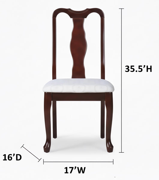 GTU Furniture Set of 2 Traditional Wooden Cherry Finish Armless Kitchen/Dining Chair with Fabric Cushion