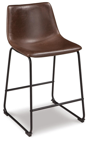 Set of 2 Brown Faux Leather Counter Height Bar Stools with Bucket Seat, Pub – alternate view 2