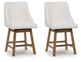 Set of 2 Oatmeal / Light Brown Wood Swivel Counter Height Bar Stools, Lodge – product view