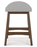 Set of 2 Mid-Century Counter Height Bar Stools, Cushioned, Color Collection – Light Gray/Brown product view