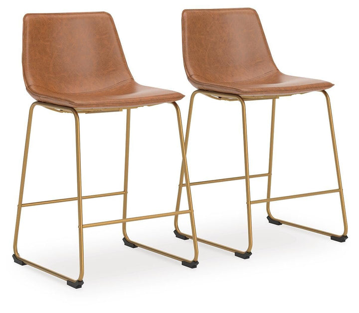 Set of 2 Gold Frame Faux Leather Bar Stools, Bucket Seat, Color Collection – alternate view 8