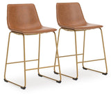 Set of 2 Gold Frame Faux Leather Bar Stools, Bucket Seat, Color Collection – alternate view 8