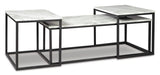 Contemporary Engineered Wood Rectangular 3-Piece Coffee Table Set, Cocktail Table with 2 Matching End – alternate view 9