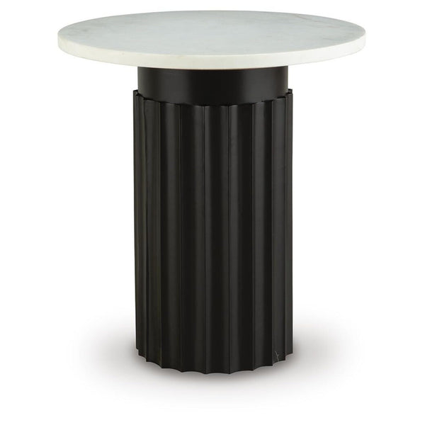 Wainstone Round End Table, Black / White – alternate view 4