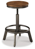 Set of 2 Brown / Gray Metal Adjustable Height Swivel Bar Stools, Backless – alternate view 2
