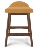 GTU Furniture Set of 2 Mid-Century Counter Height Bar Stools, Cushioned, Color Collection — Mustard/Brown