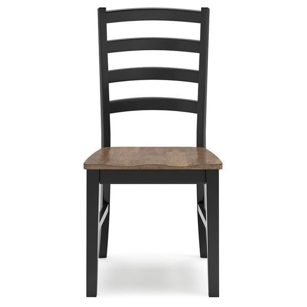 GTU Furniture Set of 2 Wildenauer Modern Farmhouse Dining Chair Kitchen Side Chair Solid Frame Dark Brown Black