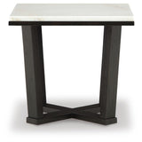 Contemporary Marble Square End Table, White / Espresso Finish, for Living Room – alternate view 3