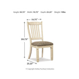 Set of 2 Bolanburg Farmhouse Traditional Dining Chair Kitchen Side Chair Solid Frame Antique White Brown — Default Title