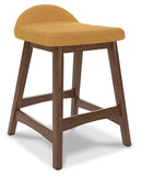 GTU Furniture Set of 2 Mid-Century Counter Height Bar Stools, Cushioned, Color Collection — Mustard/Brown